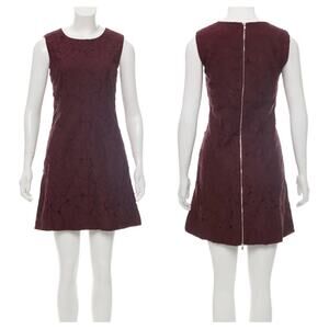 Diane Von Furstenberg Carpreena Burgundy Lace Floral Sleeveless Dress Size 8